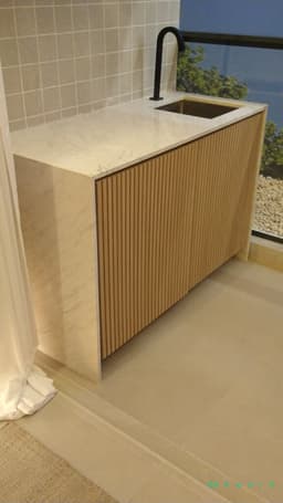 Pedra com Cuba de Inox e Armário 2 Portas sem Fundo - foto 3