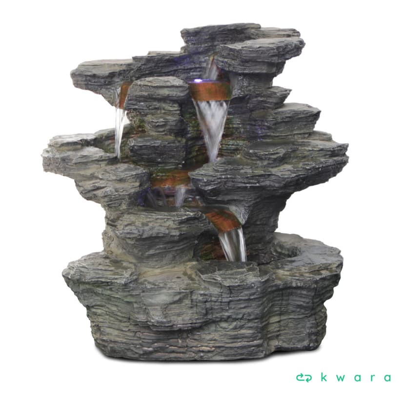 Fonte ornamental em formas de pedra com iluminação a led medindo 0.63 cm de largura, 0.51 cm de profundidade e 0.98 cm de altura, podendo ficar e área interna e externa. - foto 1