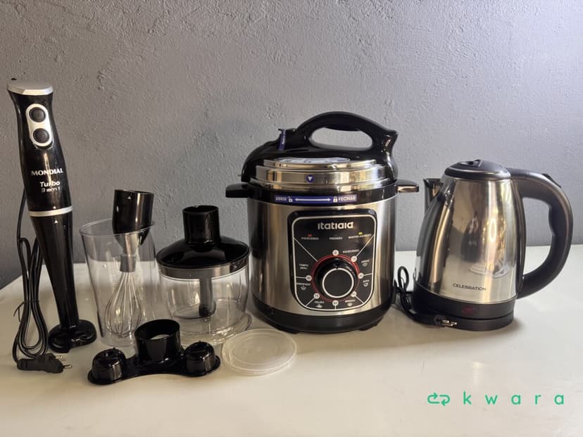 3 Eletroportáteis - Mixer Turbo 3x1 Mondial 127V, Chaleira Elétrica Celebration Home 220V e Panela de Pressão Elétrica Itatiaia Essential 127V - foto 4