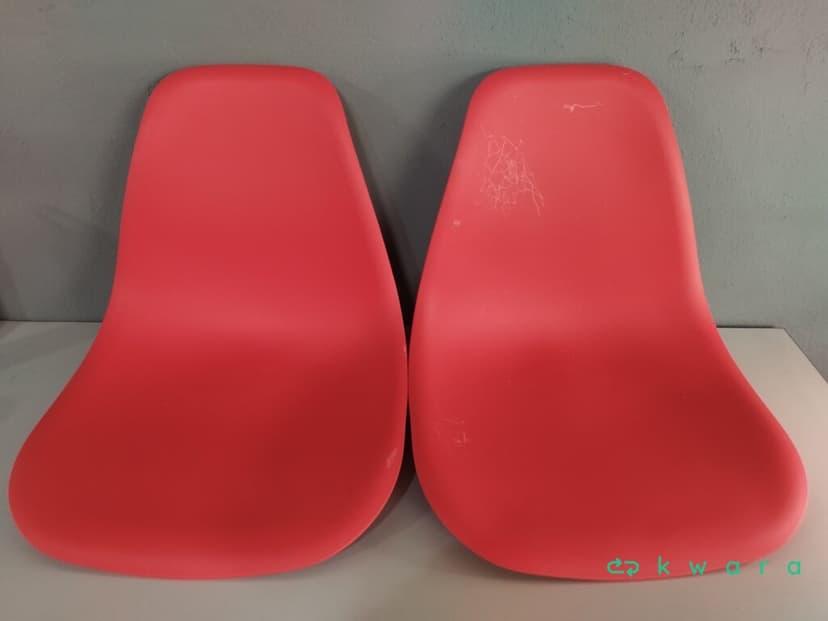 Banqueta Escritório Slim Giratória e Cadeira Charles Eames Ferro Preto Assento Vermelho - foto 2
