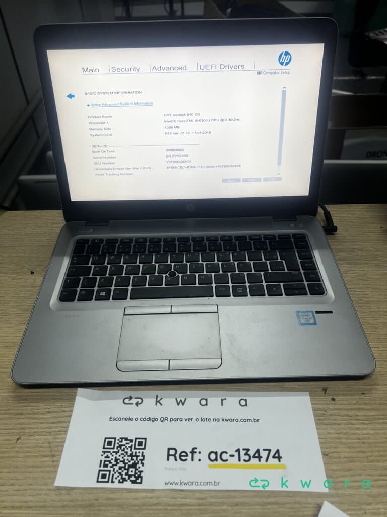 Notebook Hp elitebook 840 g3 core i5-6300u 4gb sem hd (sem bateria e sem fonte) - foto 1