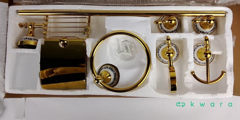 Kit acessórios para banheiro dourado porcelana luxo completo - foto 1