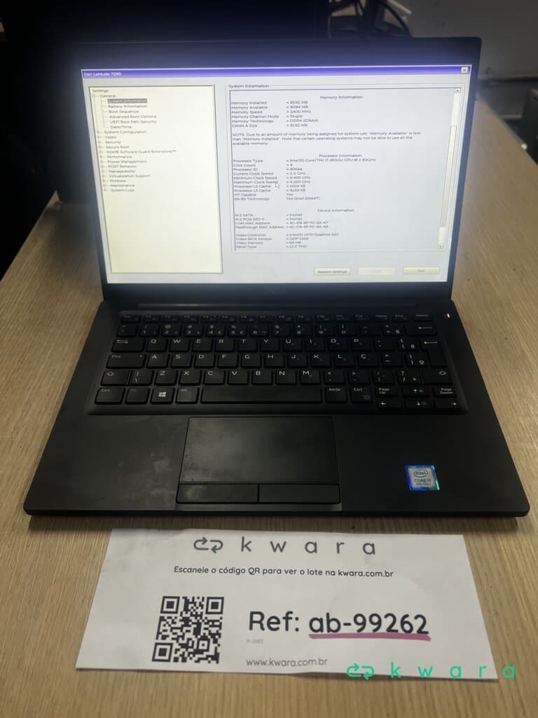 Notebook Dell latitude 7290 Core i7-8650u 8GB/DDR4 (sem HD e sem fonte) - foto 1