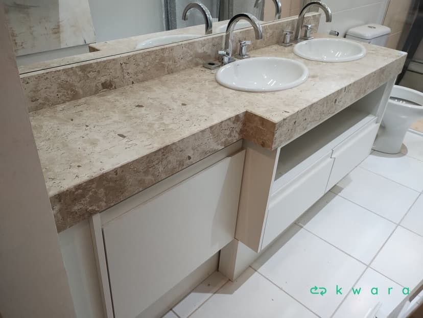Pedra com 2 Cubas, 2 Torneiras e Gabinete - foto 2