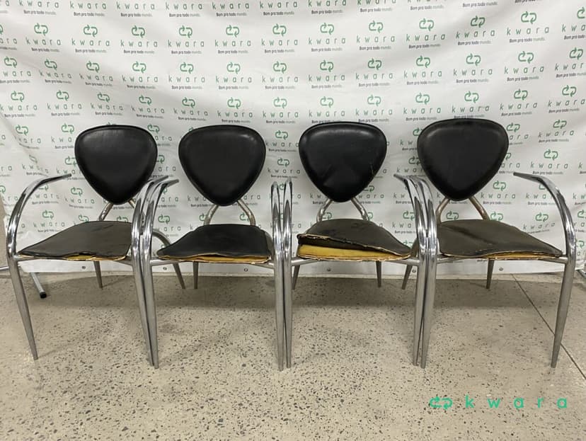 8 Cadeiras com base de metal e assento revestido (com avaria) - foto 2