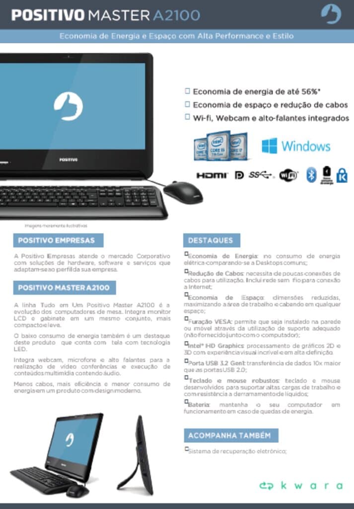 Computador All-in-One Positivo Master A2100 / Processador Intel Core i3 / Tela de 18,5" polegadas / Teclado e Mouse - foto 10