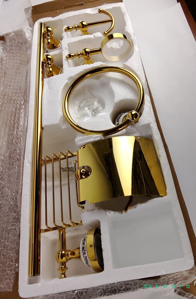 Kit acessórios para banheiro dourado porcelana luxo completo - foto 2