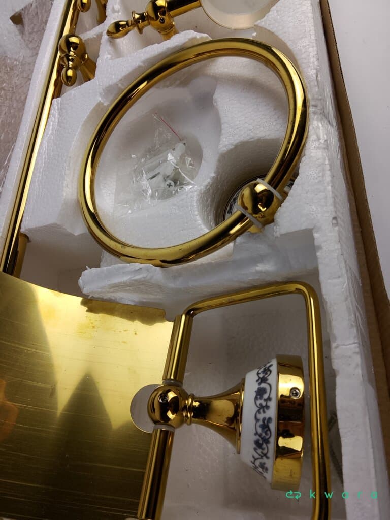 Kit acessórios para banheiro dourado porcelana luxo completo - foto 3