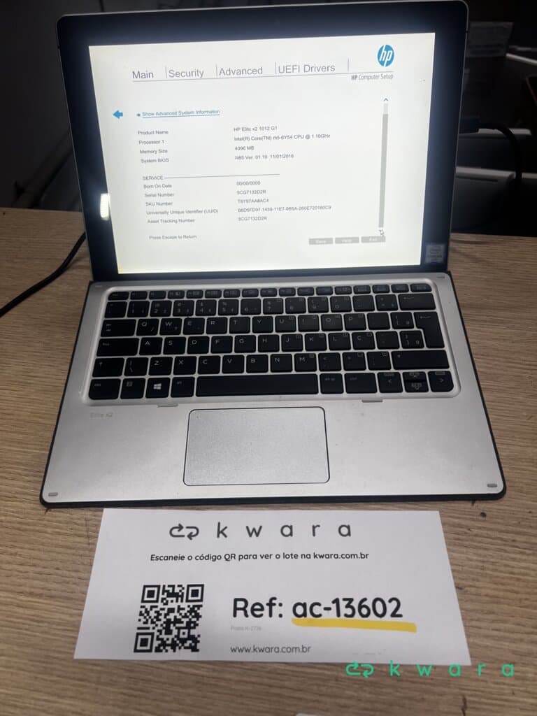 Tablet/laptop Hp elite x2 1012 g1 intel core m5 -6y54. 4gb (sem ssd e sem fonte) - foto 1