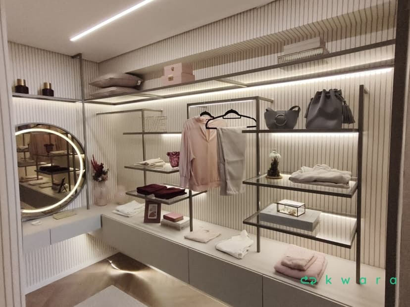 Closet, bancada com 6 gavetas falsas e módulo espelhado (não inclui itens de decoração, roupas ou acessórios) - foto 1
