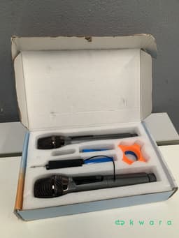 Central multimídia mp5, kit 2 microfones sem fio profissional e rádio par rádio comunicador v6 plus - foto 2
