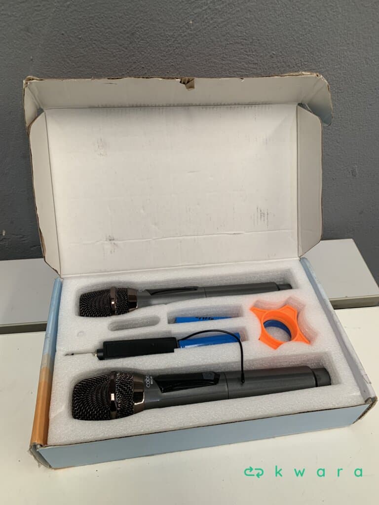 Central multimídia mp5, kit 2 microfones sem fio profissional e rádio par rádio comunicador v6 plus - foto 2