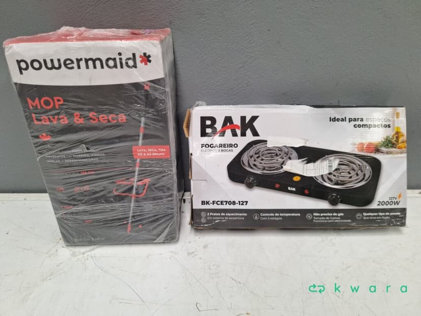 Aprox. 30 Itens - Fogareiro, copos, mop, cadeira, casinha para cachorro, escapamento para moto, pneu e outros - foto 1