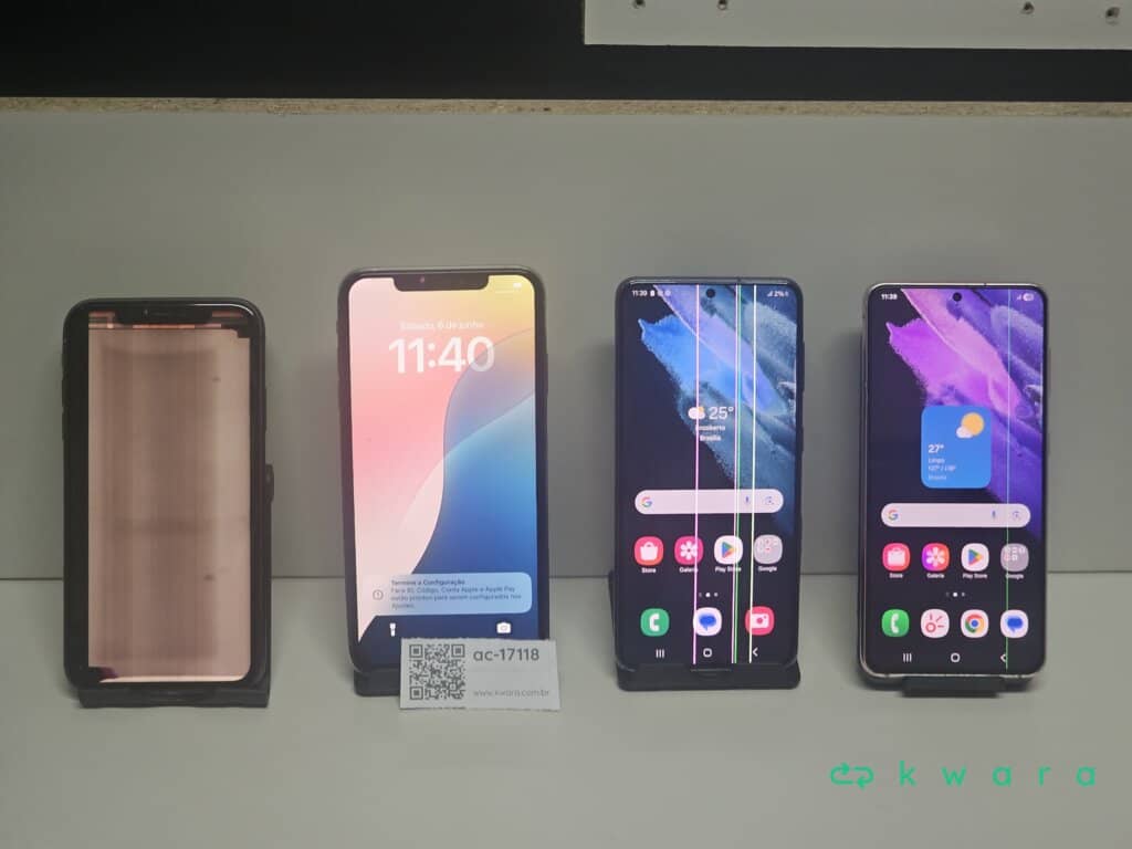 iPhone 11 64GB Preto, iPhone XS Max 64GB Prata, Samsung Galaxy S21 5G 128 GB Cinza e Samsung Galaxy S21 128 GB Violeta - foto 1