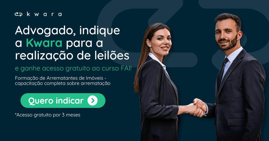Advogado, indique a Kwara para a realização de leilões e ganhe acesso gratuito ao curso FAI