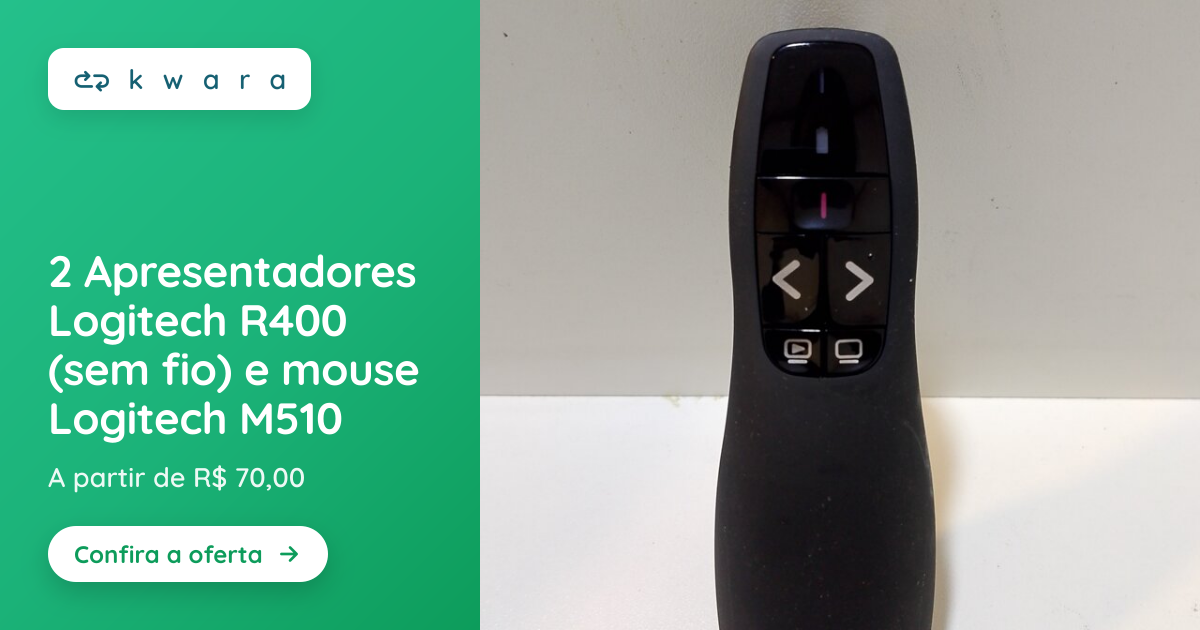 2 Apresentadores Logitech R400 (sem fio) e mouse Logitech M510 | Lote ...