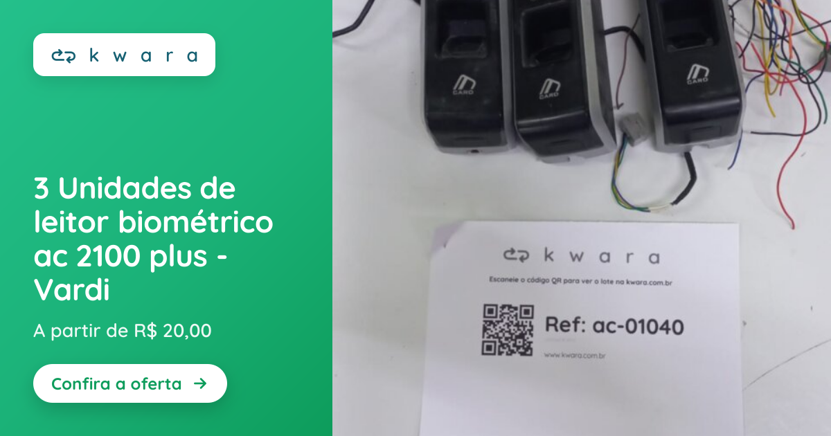 3 Unidades de leitor biométrico ac 2100 plus - Vardi | Lote 025 | Kwara