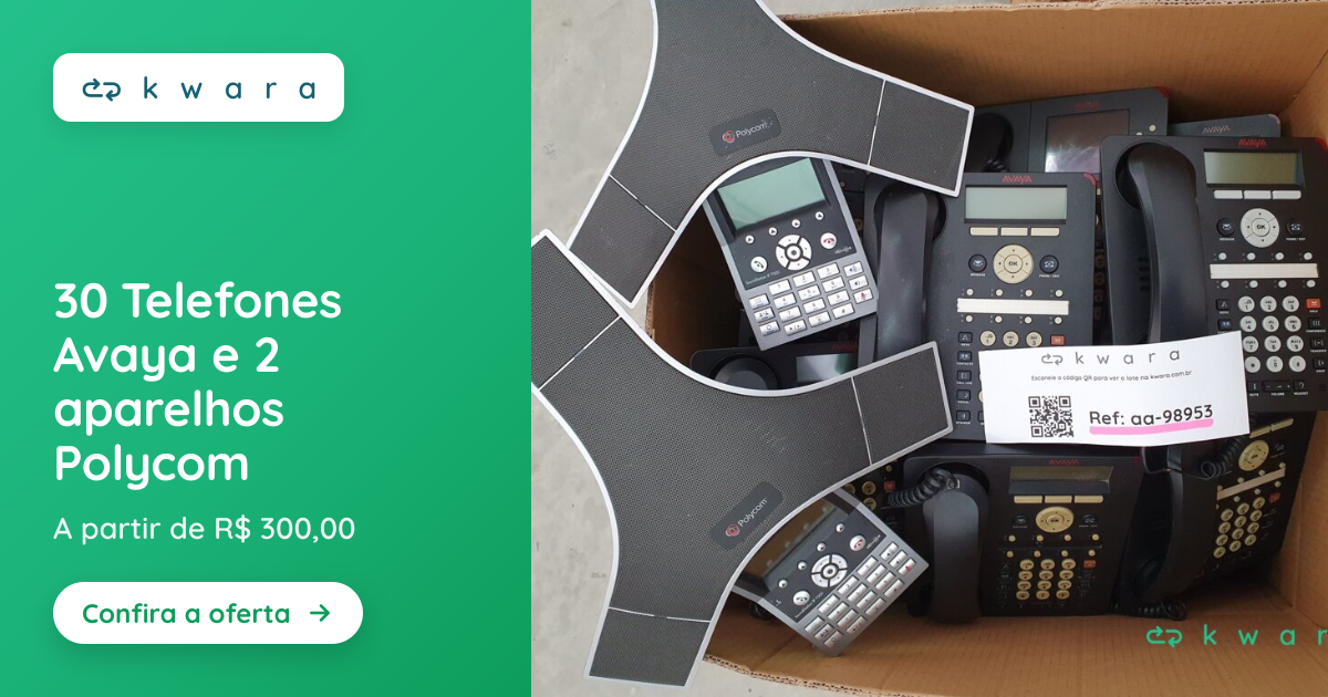30 Telefones Avaya e 2 aparelhos Polycom | Lote 017 | Kwara