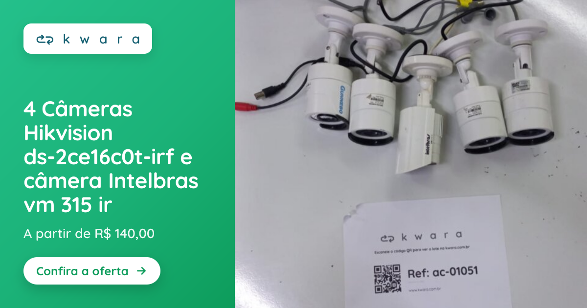 4 Câmeras Hikvision ds-2ce16c0t-irf e câmera Intelbras vm 315 ir | Lote ...
