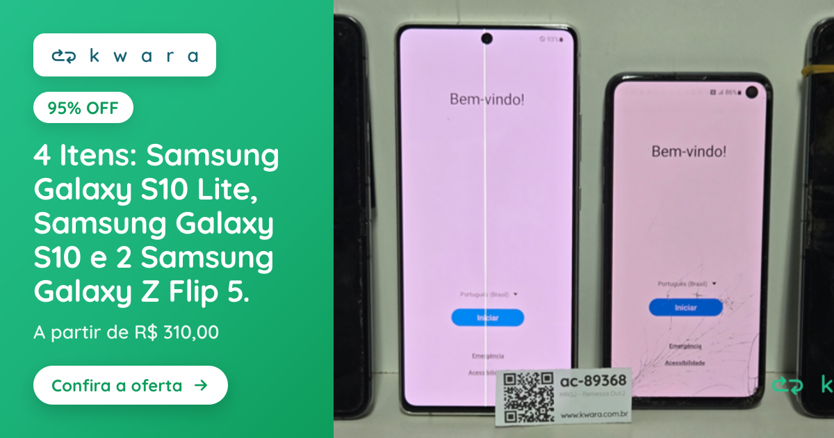 4 Itens: Samsung Galaxy S10 Lite, Samsung Galaxy S10 e 2 Samsung Galaxy ...