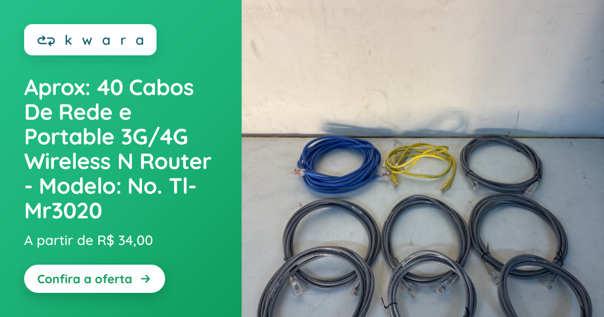 Aprox: 40 Cabos De Rede e Portable 3G/4G Wireless N Router - Modelo: No ...