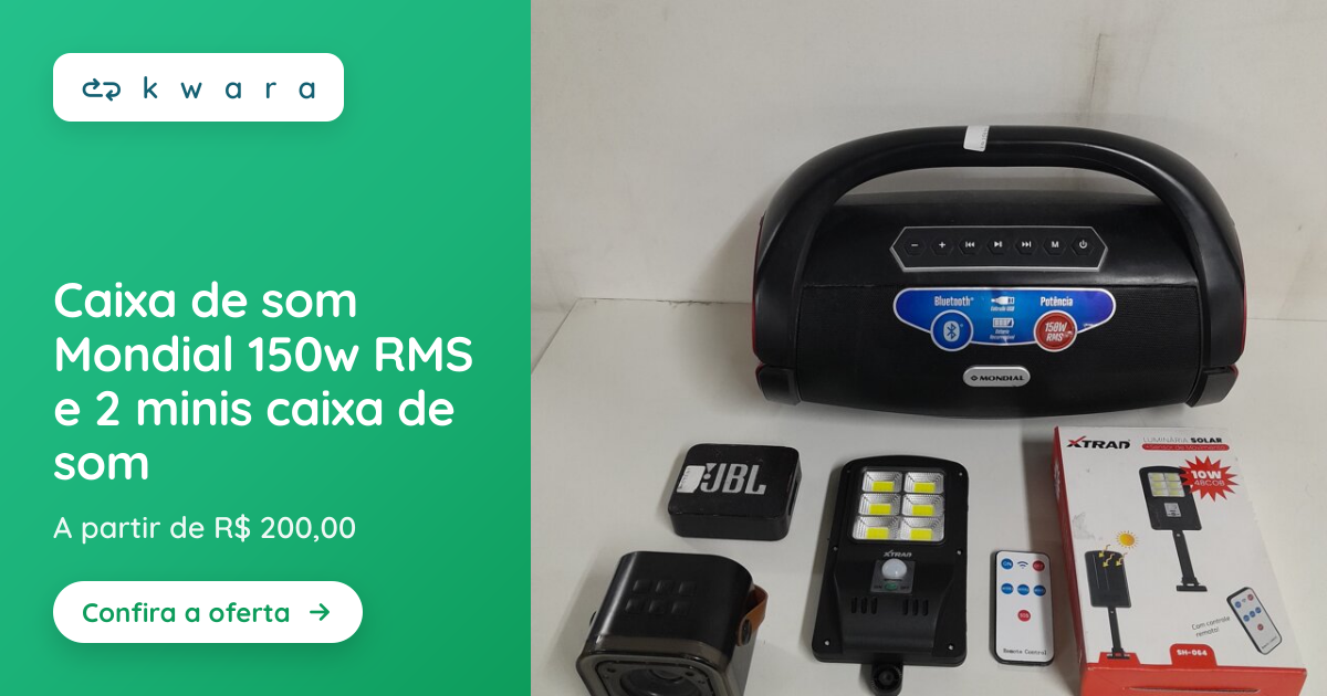 Caixa de som Mondial 150w RMS e 2 minis caixa de som | Lote 280 | Kwara