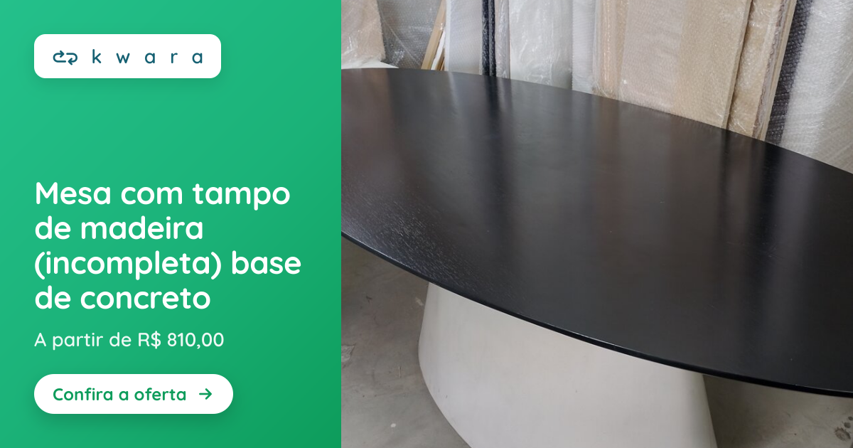Mesa com tampo de madeira (incompleta) base de concreto | Lote 617 | Kwara