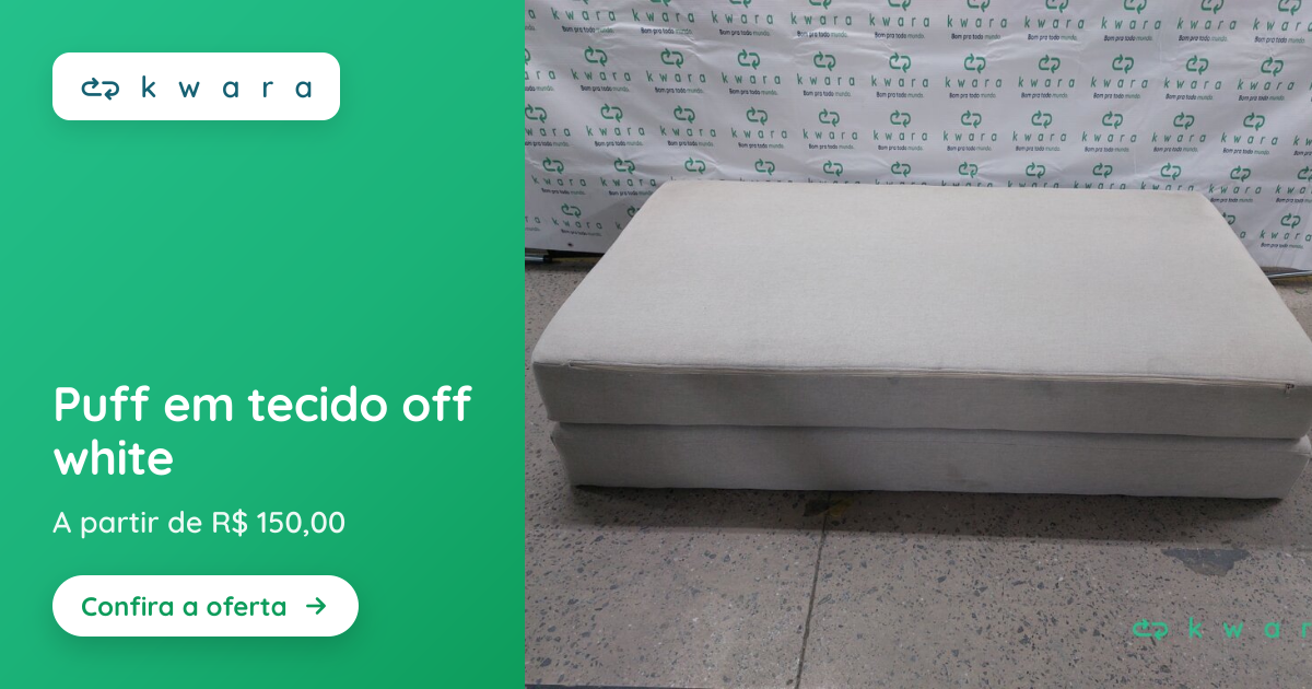 Puff em tecido off white | Lote 033 | Kwara