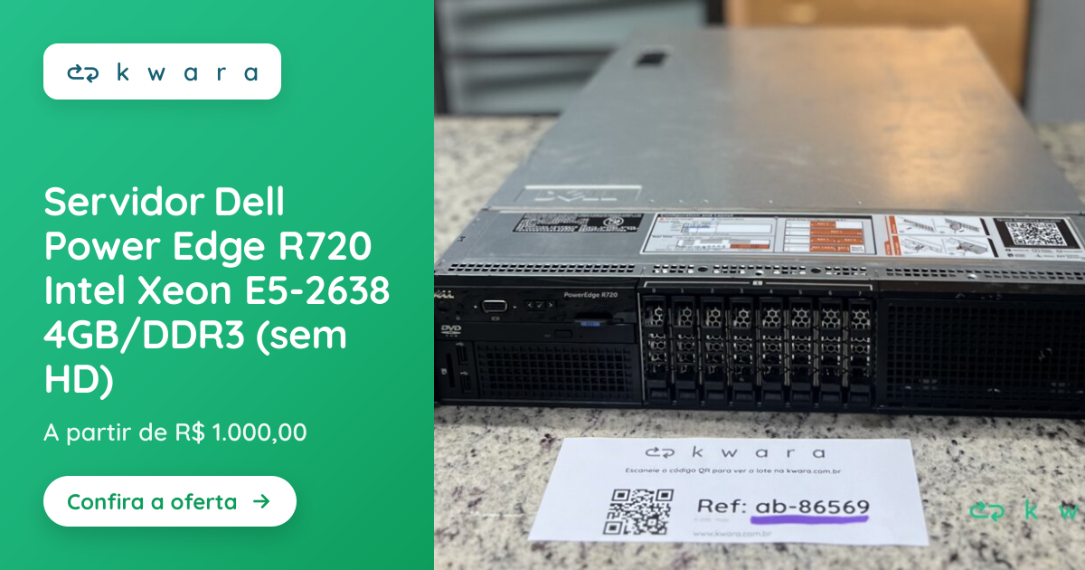 Servidor Dell Power Edge R720 Intel Xeon E5-2638 4GB/DDR3 (sem HD ...