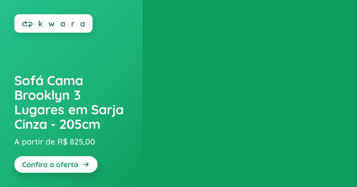 Sofá Cama Brooklyn 3 Lugares em Sarja Cinza - 205cm | Lote 001 | Kwara
