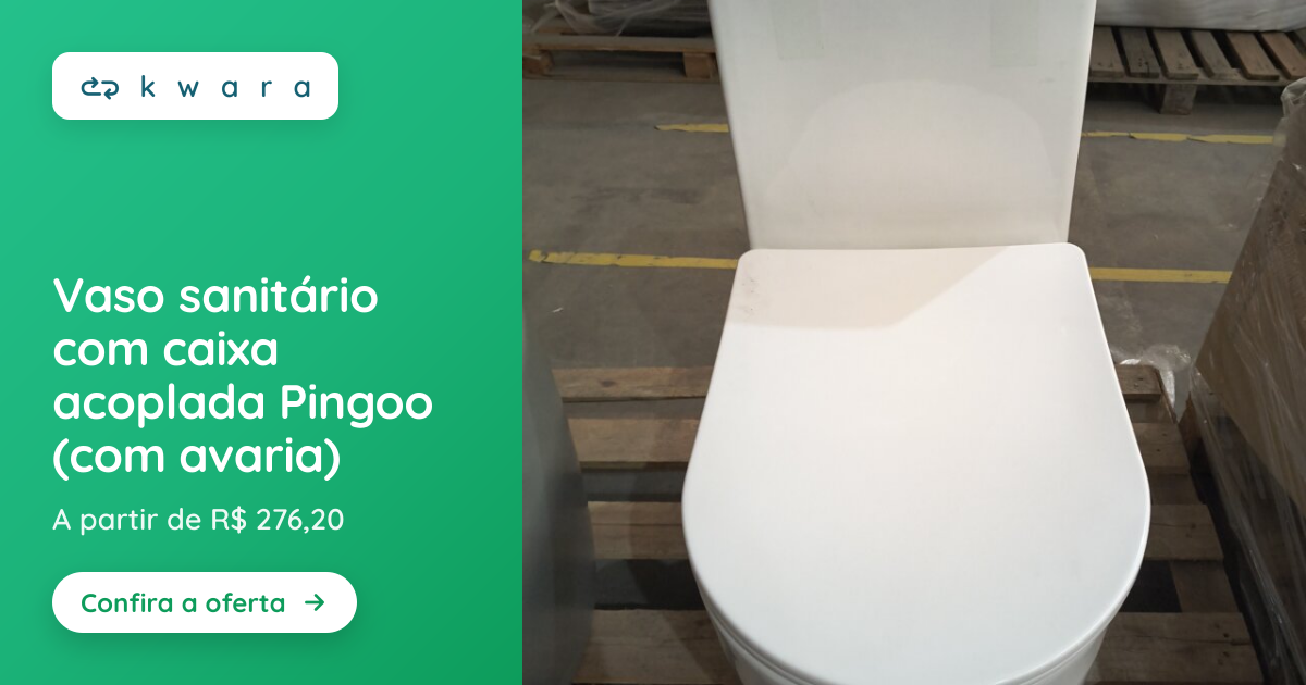Vaso sanitário com caixa acoplada Pingoo (com avaria) | Lote 006 | Kwara